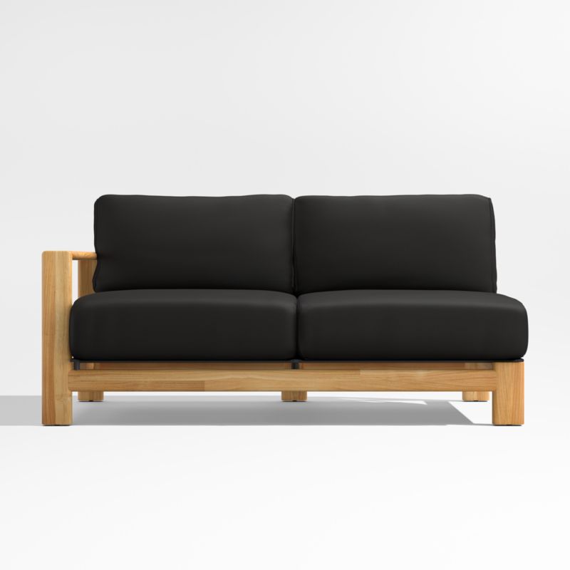 Anguilla 64" Teak Left-Arm Outdoor Sofa with Black Cushions