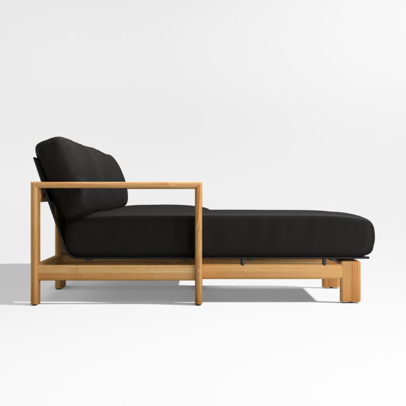 Anguilla Teak 2-Piece Left-Arm Chaise Outdoor Sectional Sofa with Black Cushions - image 6 of 9