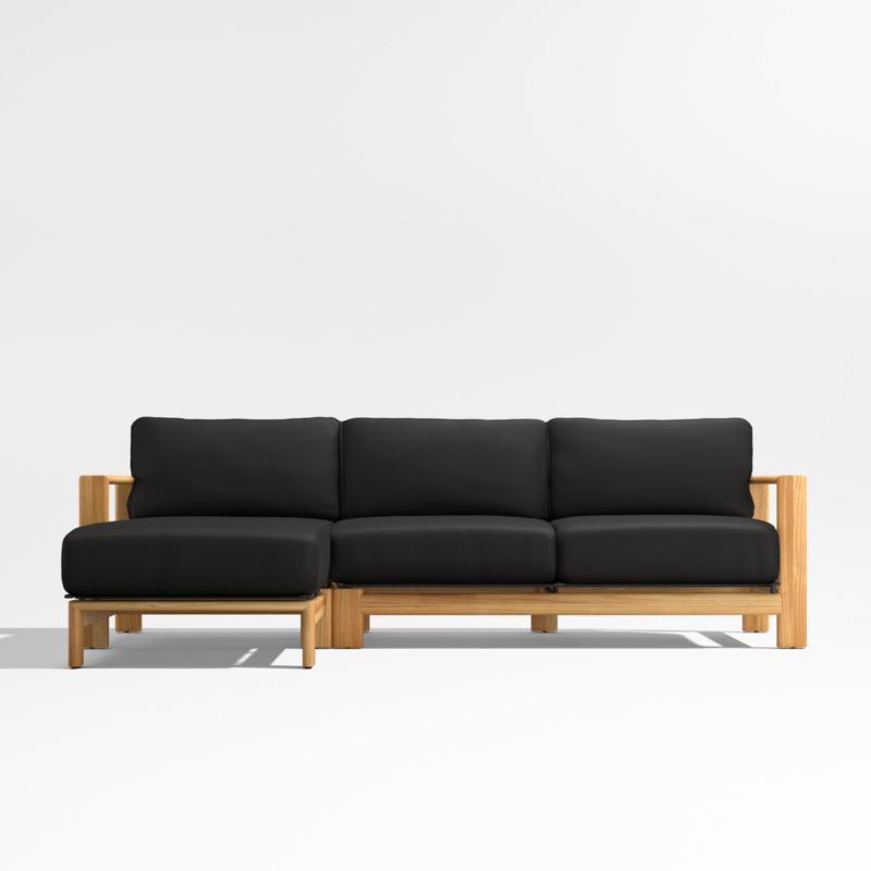 Anguilla Teak 2-Piece Left-Arm Chaise Outdoor Sectional Sofa with Black Cushions - image 0 of 9