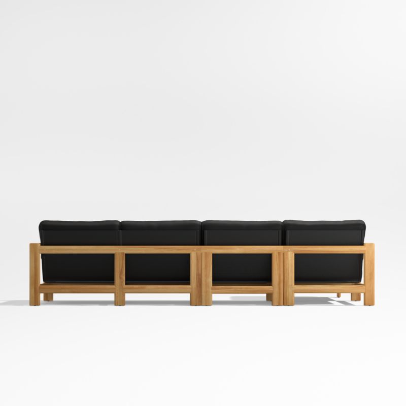 Anguilla Teak 3-Piece Left-Arm Chaise Outdoor Sectional Sofa with Black Cushions - image 6 of 8