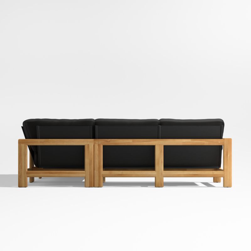 Anguilla Teak 3-Piece L-Shaped Outdoor Sectional Sofa with Black Cushions - image 7 of 9