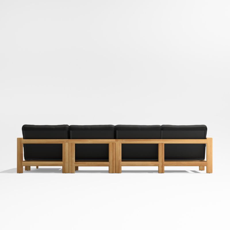 Anguilla Teak 3-Piece Right-Arm Chaise Outdoor Sectional Sofa with Black Cushions - image 6 of 8