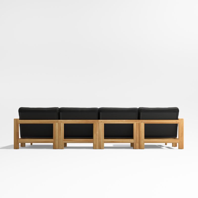 Anguilla Teak 4-Piece Double-Chaise Outdoor Sectional Sofa with Black Cushions - image 7 of 9