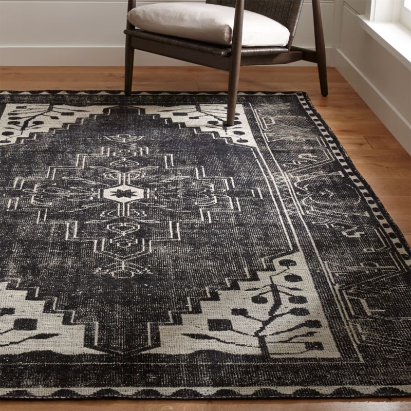 Anice Black Oriental Rug Crate And Barrel, White Persian Rug