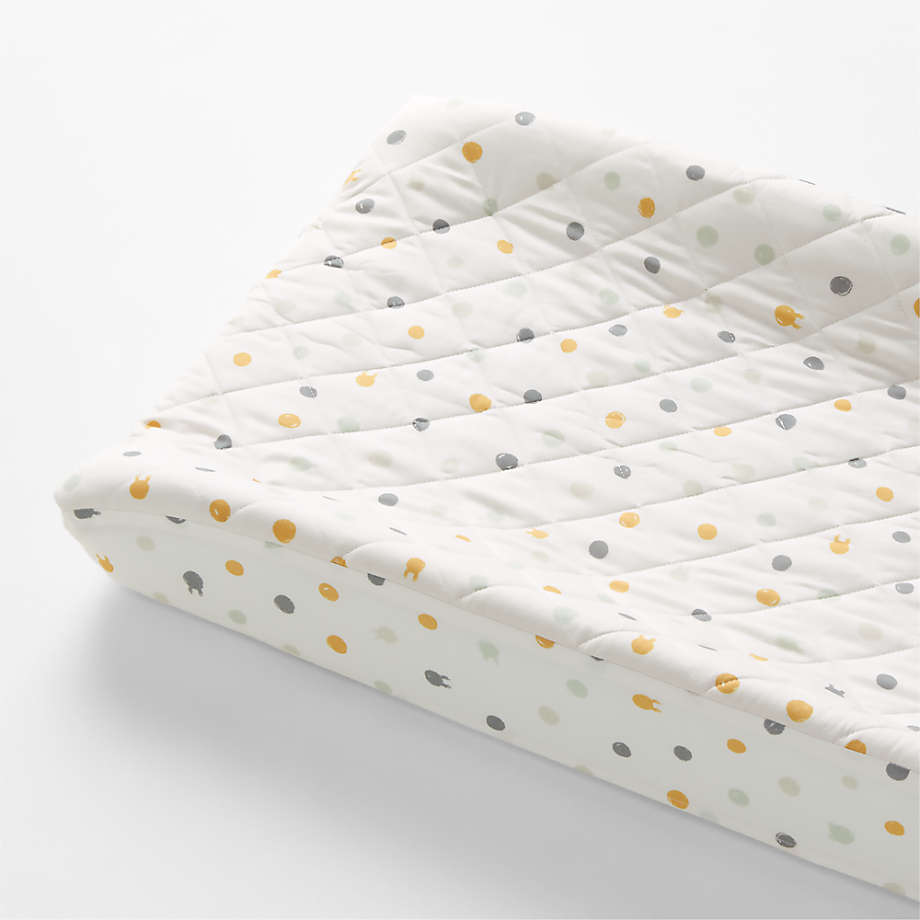 Animal Dot Modern Organic Yellow Baby Changing Pad Cover Crate & Kids