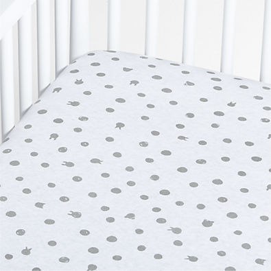 View Baby's First Grey Animal Dot Organic Jersey Baby Crib Fitted Sheet details