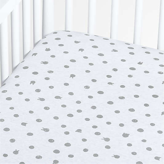 Baby's First Grey Animal Dot Organic Jersey Baby Crib Fitted Sheet