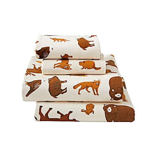 Organic Animal Flannel Full Sheet Set