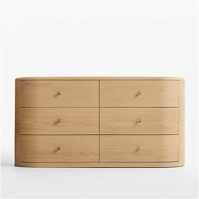 Anneli 62" Natural Oak Wood 6-Drawer Dresser