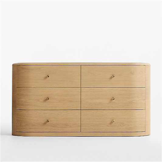 Anneli 62" Natural Oak Wood 6-Drawer Dresser