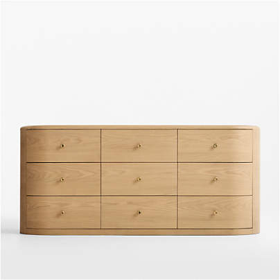 Anneli  72" Natural Oak Wood 9-Drawer Dresser