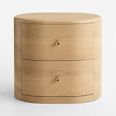 Anneli 24" Natural Oak Wood Charging Nightstand, Set of 2