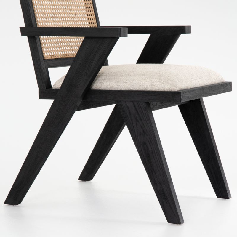 Annette Black Upholstered Cane Dining Chair