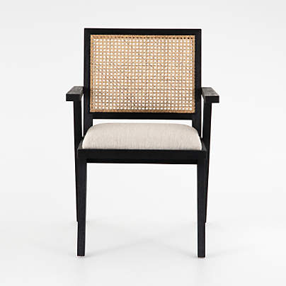 Annette Black Upholstered Cane Dining Chair