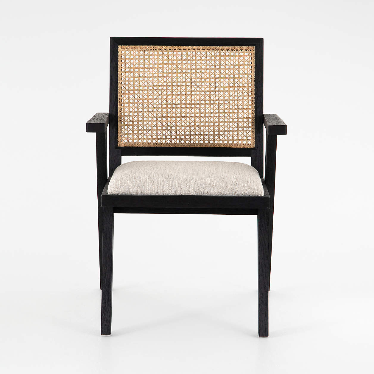 Annette Black Upholstered Cane Dining Chair + Reviews | Crate & Barrel