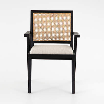 Annette Black Upholstered Cane Dining, Crate And Barrel Black Dining Room Chairs