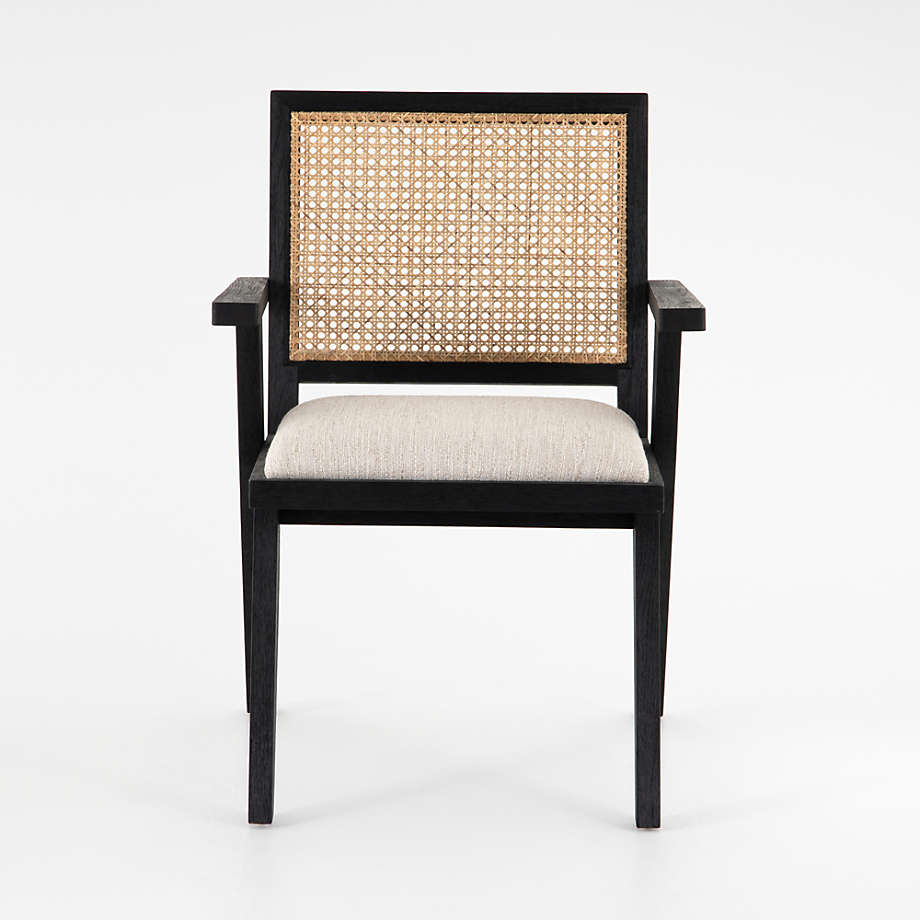 Annette Black Upholstered Cane Dining Chair + Reviews | Crate & Barrel