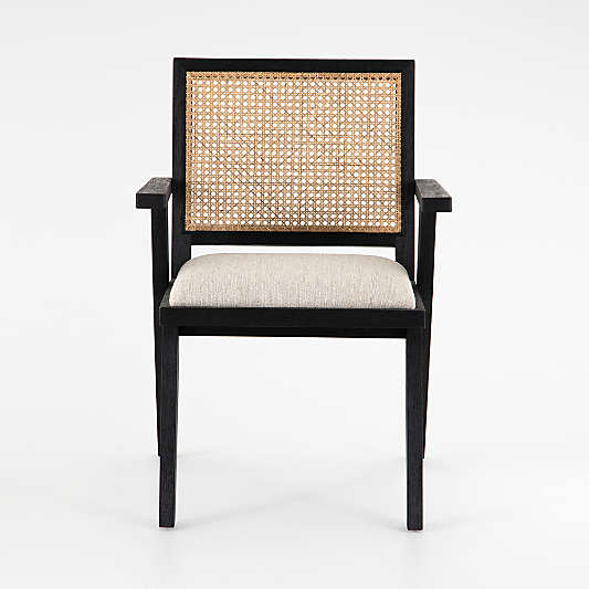 Annette Black Upholstered Cane Dining Chair