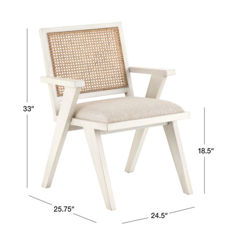 View Annette Cream Upholstered Cane Dining Chair - image 2 of 10