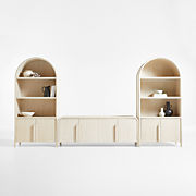 Elle 92" Natural Oak Wood Storage Media Console