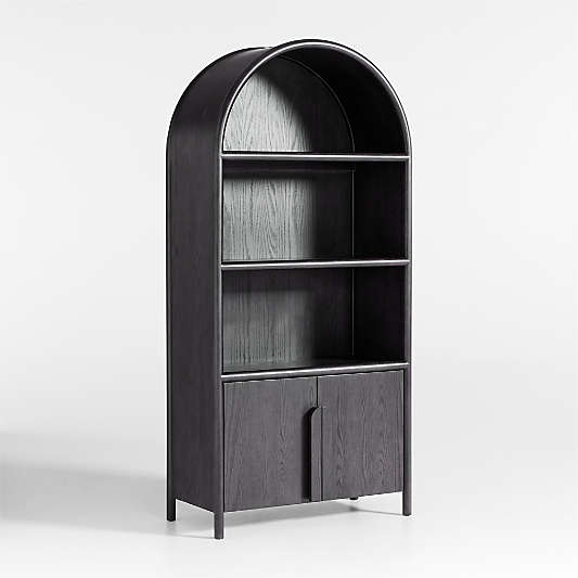 Annie Charcoal Brown Wood Storage Bookcase with Shelves by Leanne Ford