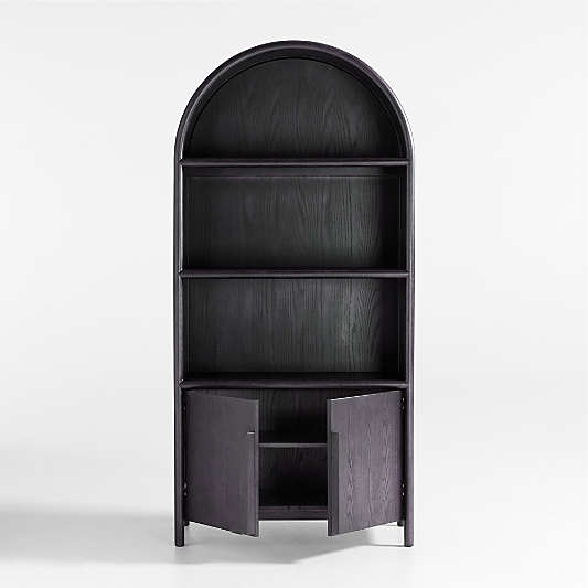 Annie 38" Charcoal Brown Wood Storage Bookcase with Shelves by Leanne Ford