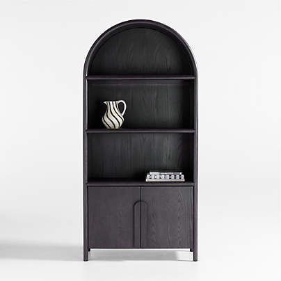 Annie Charcoal Brown Wood Storage Bookcase with Shelves by Leanne Ford