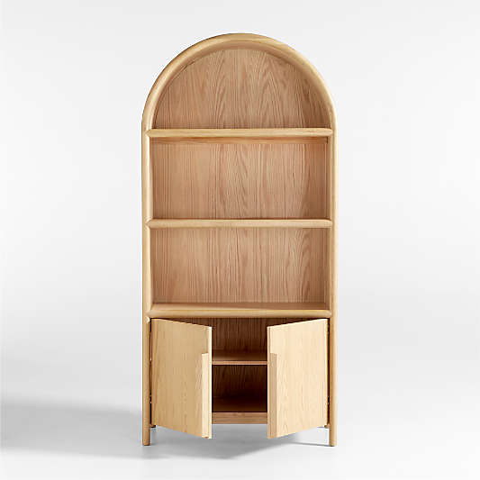 Annie 38" Natural Wood Storage Bookcase with Shelves by Leanne Ford