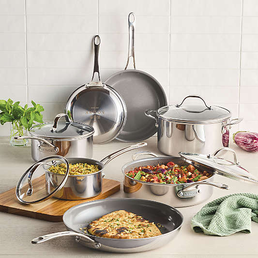 Anolon ® 11-Piece Ceramic Nonstick Stainless Steel Cookware Set