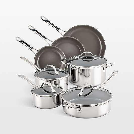 Anolon ® 11-Piece Ceramic Non-Stick Stainless Steel Cookware Set