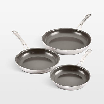 Anolon ® Ceramic Non-Stick Stainless Steel Fry Pans, Set of 3