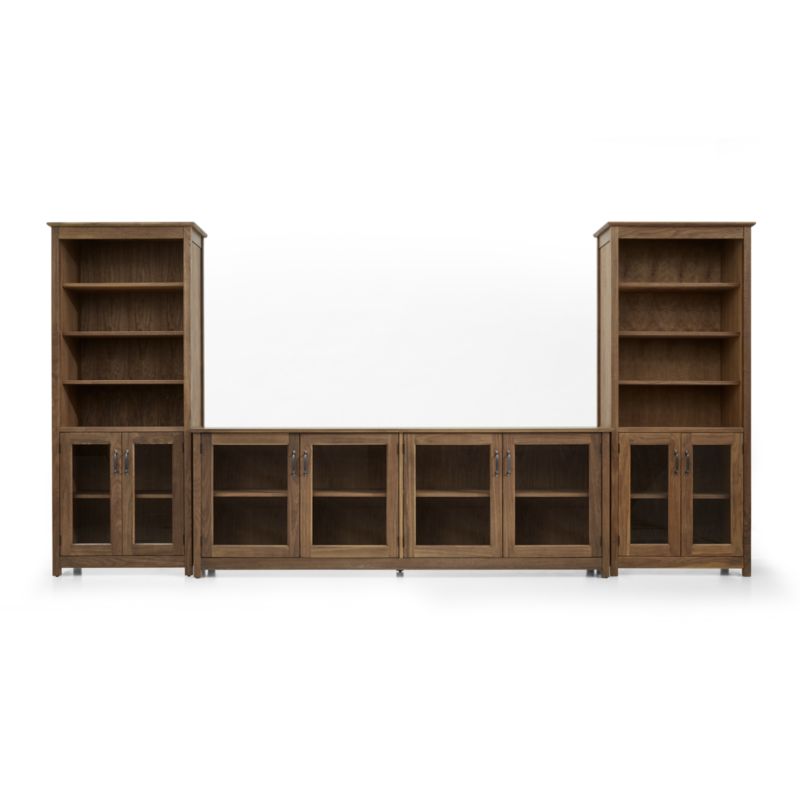 Ainsworth Walnut 85" Storage Media Console and Two 30" Towers with Glass/Wood Doors - image 11 of 12