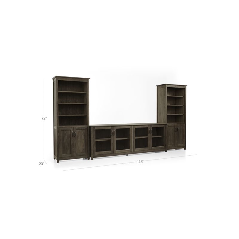 View Ainsworth Walnut 85" Storage Media Console and Two 30" Towers with Glass/Wood Doors - image 3 of 12