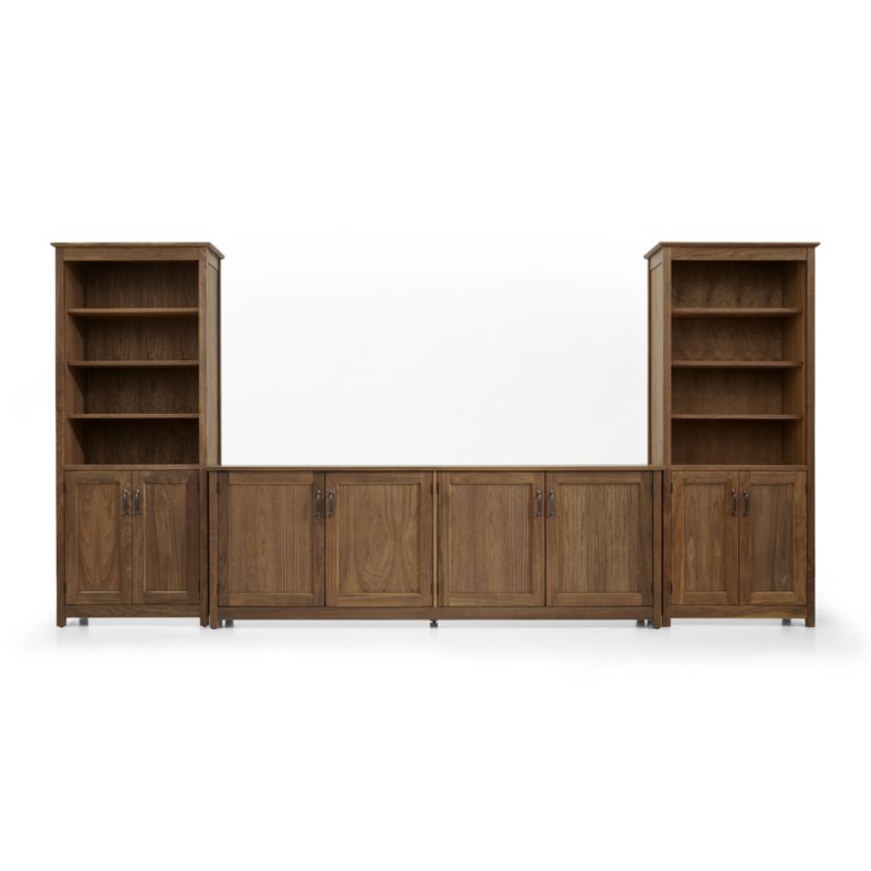 Ainsworth Walnut 85" Storage Media Console and Two 30" Towers with Glass/Wood Doors - image 7 of 12