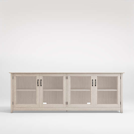 Ainsworth Pickled Oak 85" Storage Media Console with Glass/Wood Doors