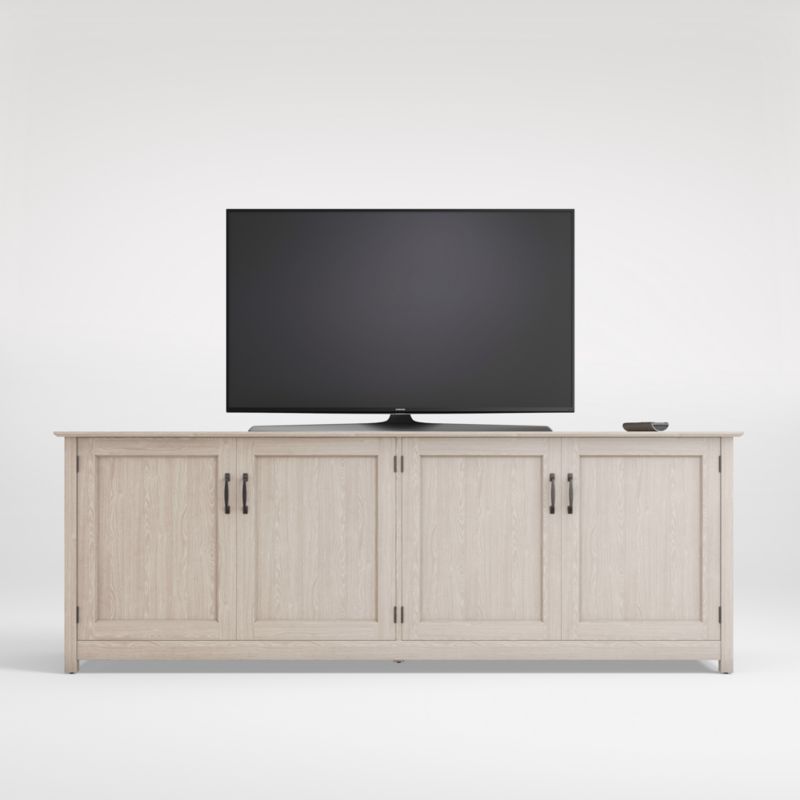 Ainsworth Pickled Oak 85" Storage Media Console with Glass/Wood Doors