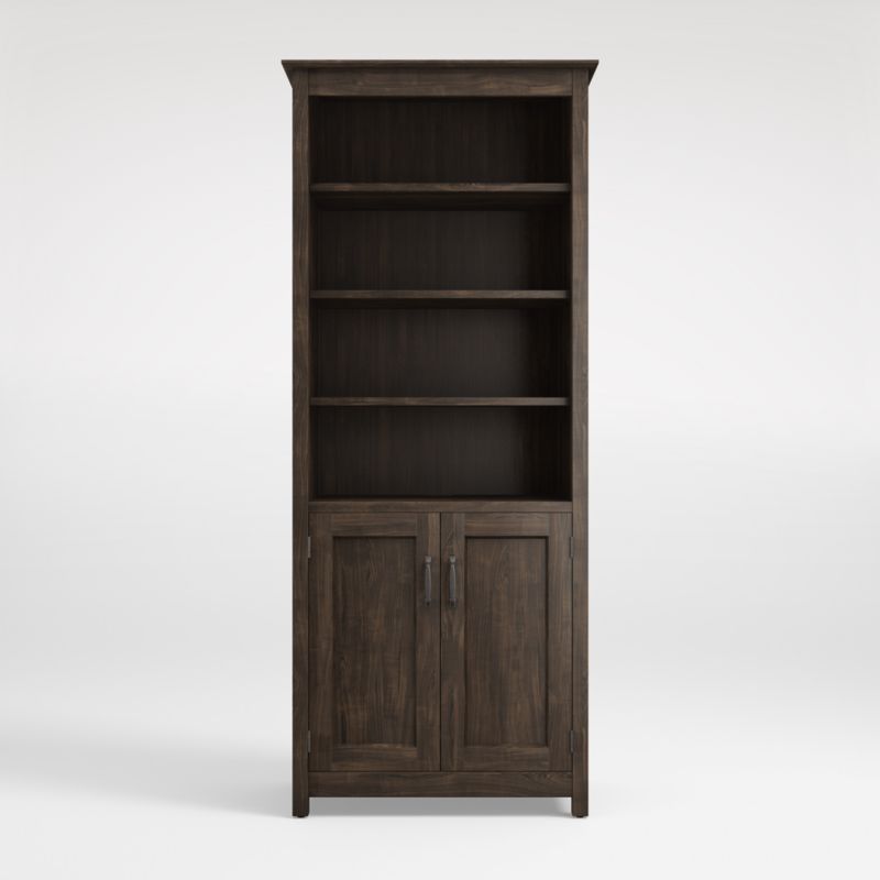 Ainsworth Charcoal Cherry Media Tower with Glass/Wood Doors