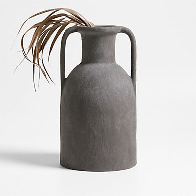 View Antiguo Black Terracotta Vase 15" details