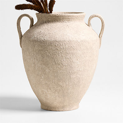 View Antiguo White Terracotta Vase 16" details