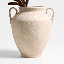 Antiguo White Terracotta Vase 16" + Reviews | Crate & Barrel