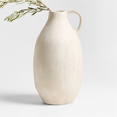 View Antiguo White Terracotta Vase 18" details