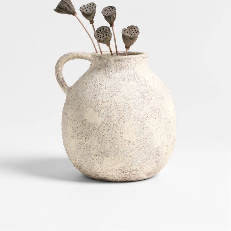 Oaxaca Small Round Taupe Cotton Mache Vase 6"
