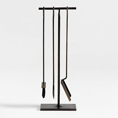 View Antiqued Brass Fireplace Tool Set details