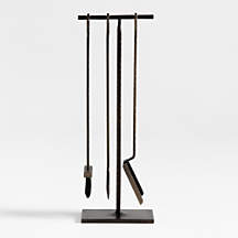 Antiqued Brass Fireplace Tool Set + Reviews | Crate & Barrel