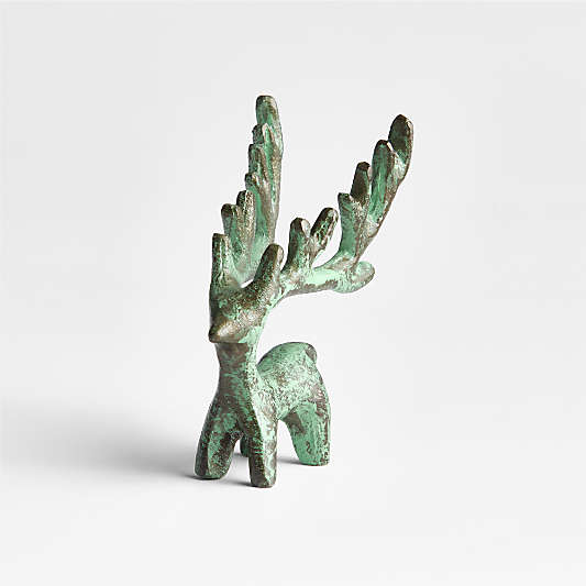 Antique Verdigris Reindeer Placecard Holder