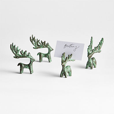 View Antique Verdigris Reindeer Placecard Holder details