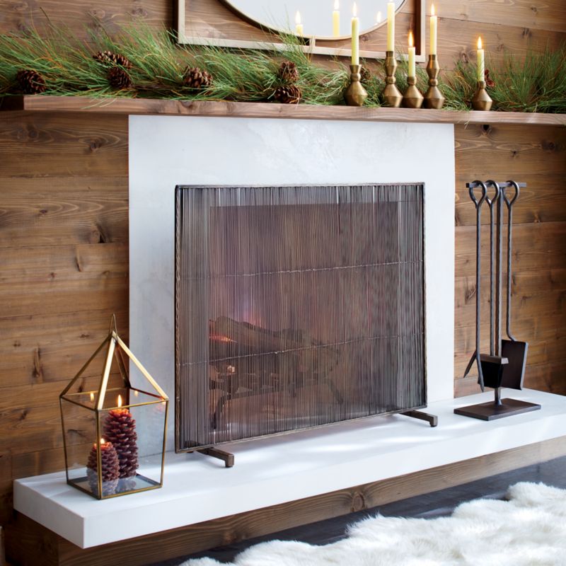 Antiqued Brass Fireplace Screen + Reviews | Crate & Barrel