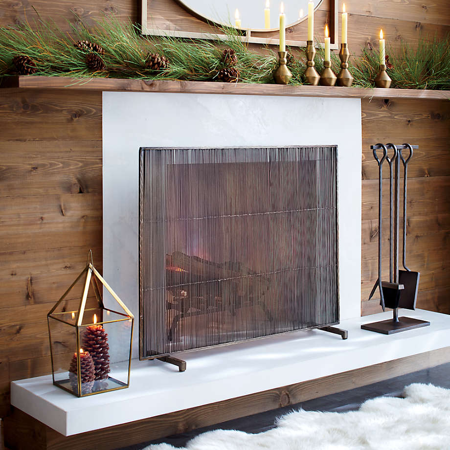 Crate & Barrel Fireplace Screen and Lamp Dupe