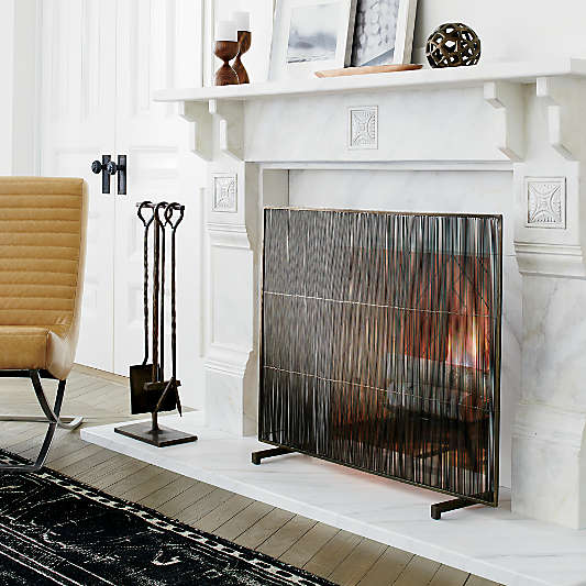 Antiqued Brass Fireplace Screen