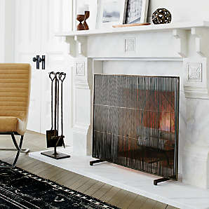 Crate & Barrel Fireplace Screen and Lamp Dupe